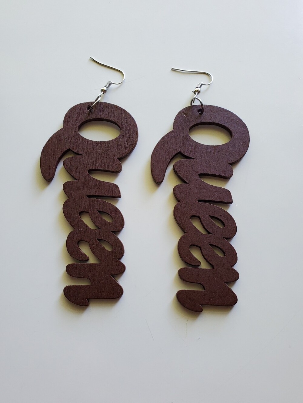Brown Wood Queen Earrings